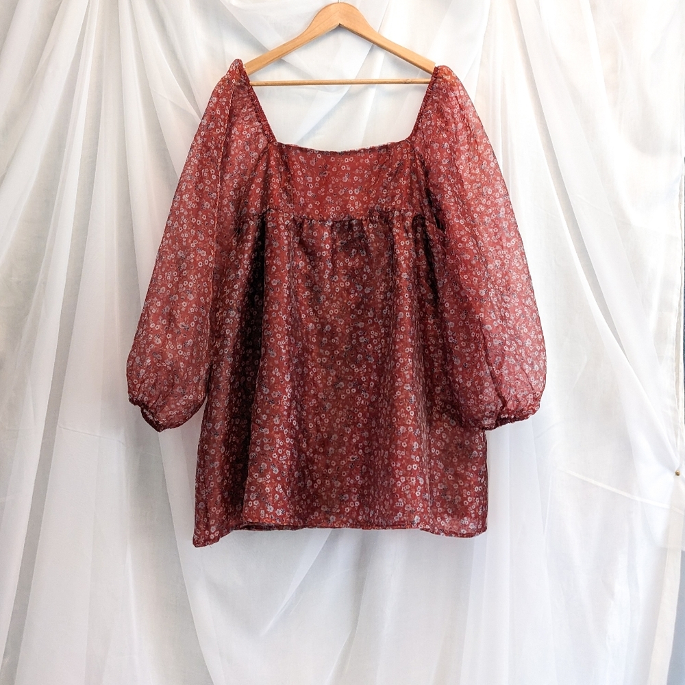 Altar'd State burgundy red babydoll minidress
